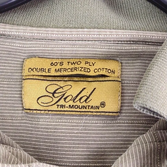 Gold Tri Mountain 60's 2 Ply DBL Mercerized-Cotton Polo Pinstripe Shirt 2XL - Picture 8 of 14